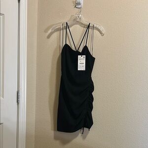 Black Ruched Mini Dress